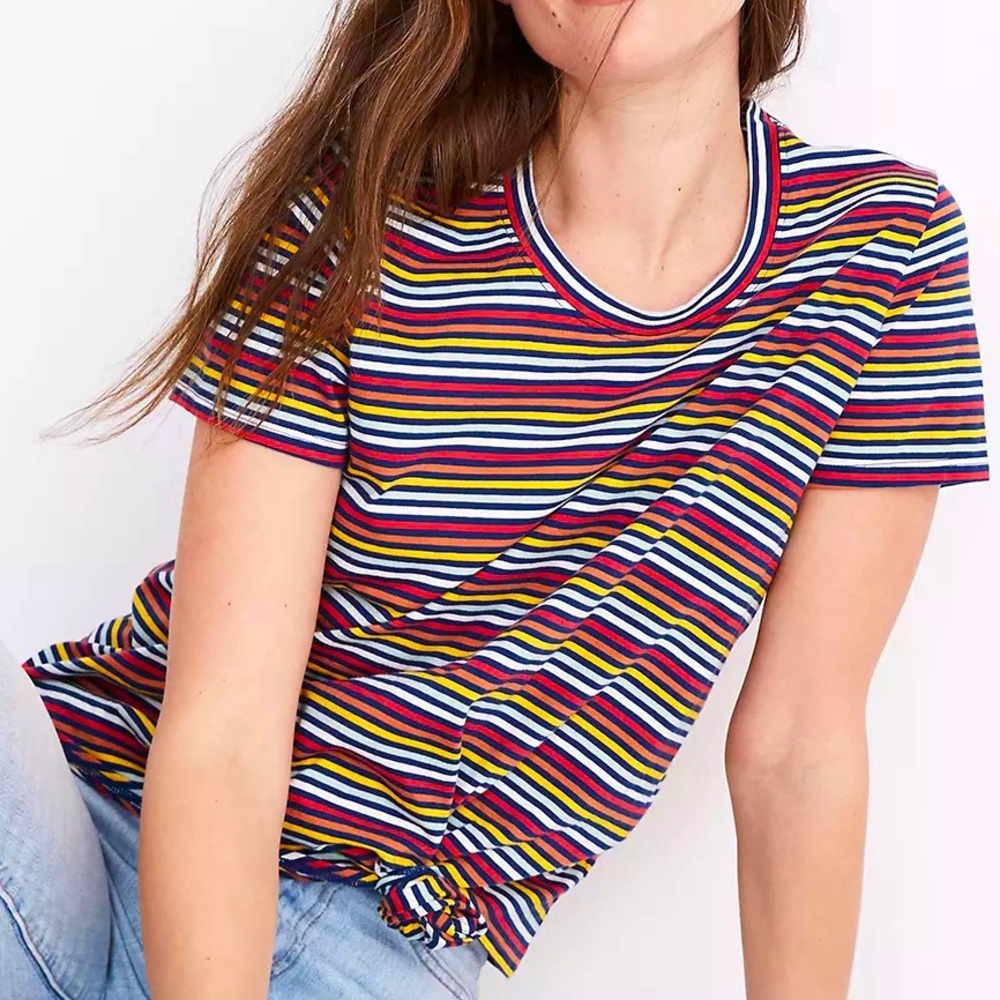 Madewell, Size M, Rainbow Stripe Tie Front Tee